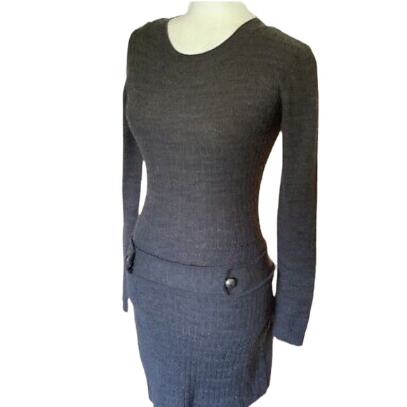 BCX Dress Juniors Gray 100% Acrylic A-Line Cable Knit Sweater Dress Size Large - Picture 3 of 8